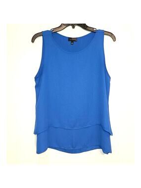 Limited blue ruffled sleeveless blouse - small